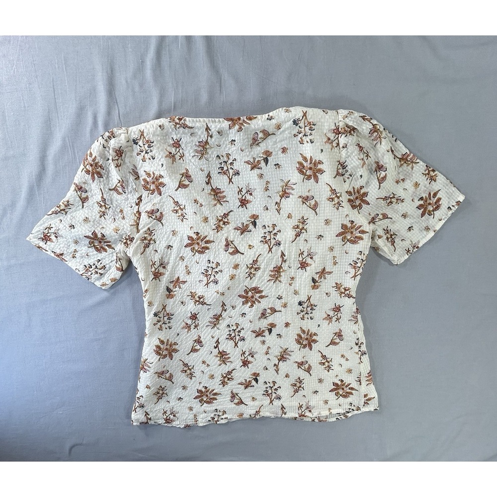 Madewell Silk Ruched Front Vneck Women's 0 Floral Bohemian - Picture 9 of 9
